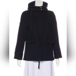 Marni Navy Wool Hooded Coat